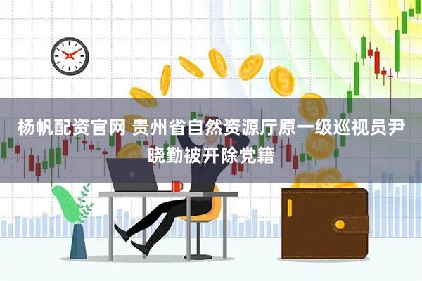 杨帆配资官网 贵州省自然资源厅原一级巡视员尹晓勤被开除党籍